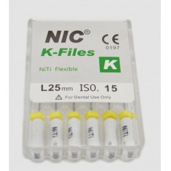 10 Dozen NIC Dental Endodontische K-Files Handgebruik NiTi legering 25mm 15 #