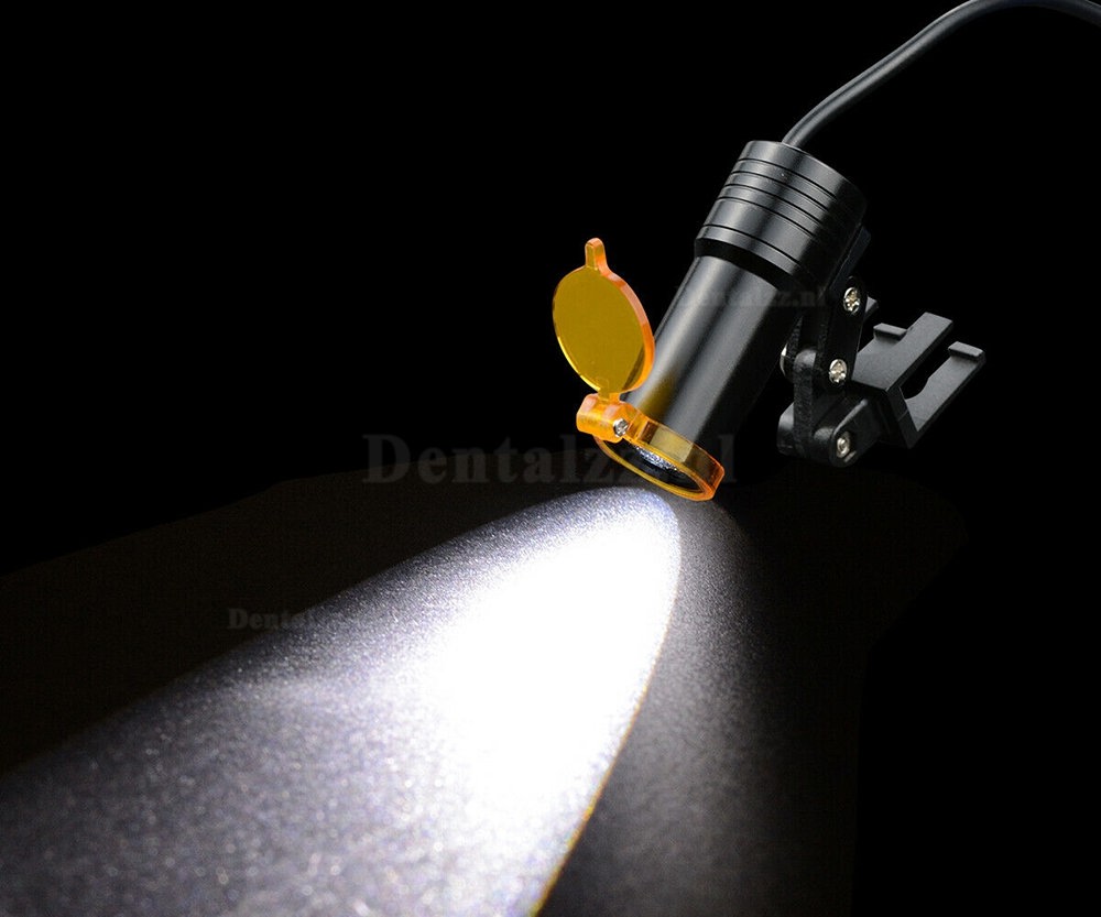 Dental Metalen clip-on 5W LED Koplamp + Filter & Riemclip voor Bril Zwart