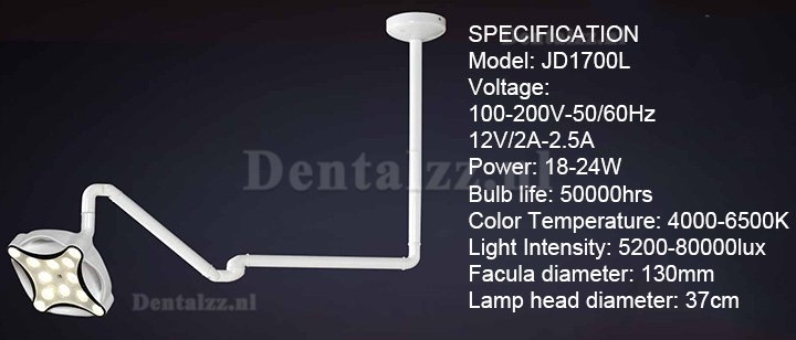 Micare JD1700L Operatielamp Tandarts Plafond Model LED Onderzoek Examen Licht Schaduwloos
