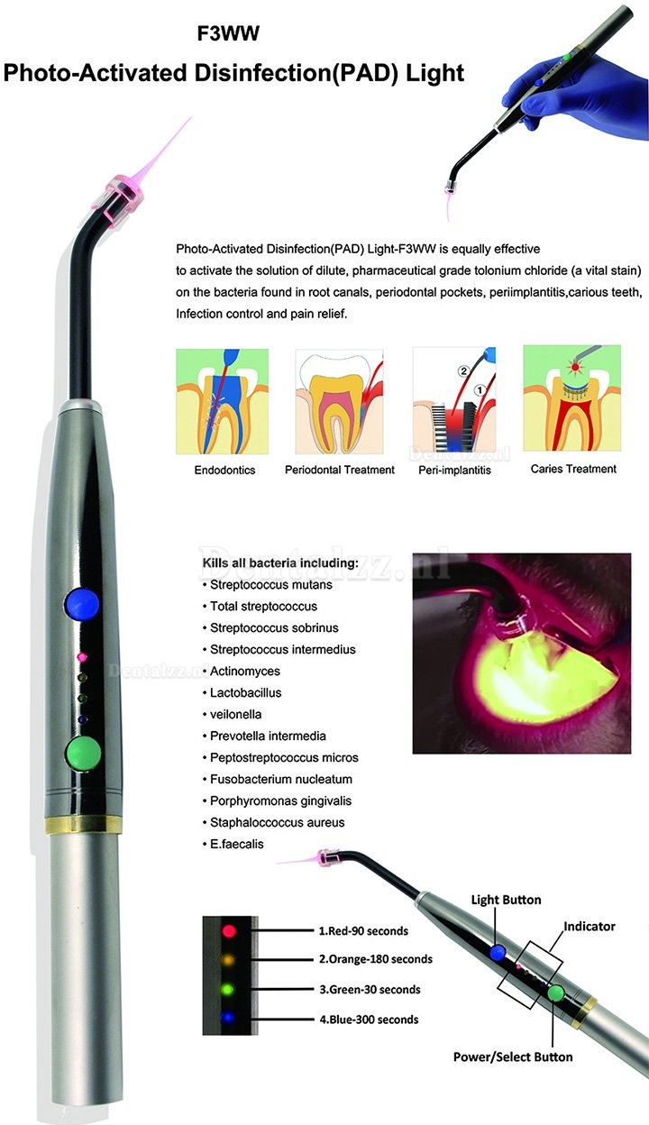 Dental Photo-Activated Desinfectie Laser 650nm PAD Licht tandheelkundige orale genezing laserbehandeling