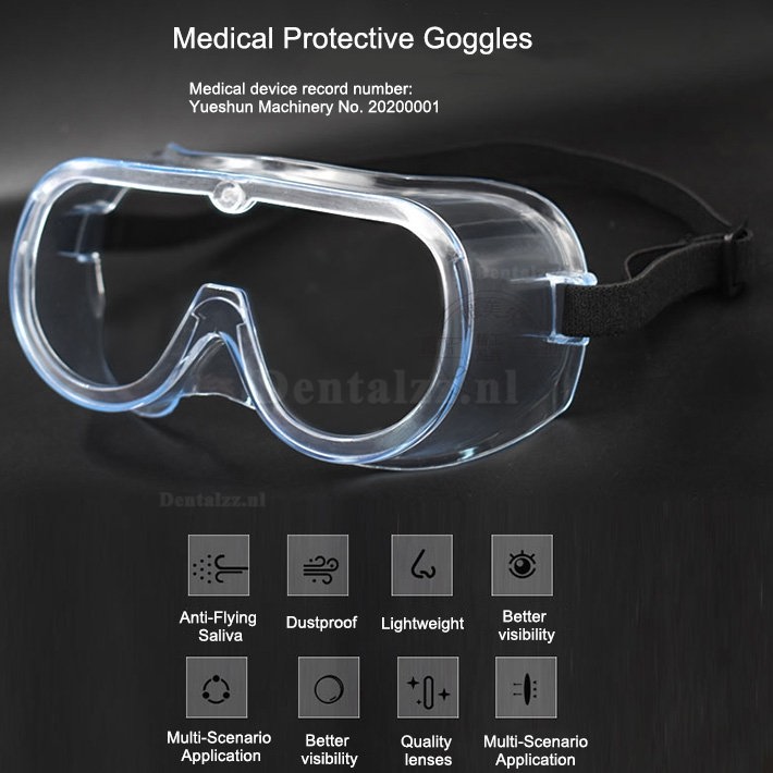 5 stuks medische veiligheidsbril spatveiligheid met doorzichtige antimistlenzen blokkeren speeksel en stof