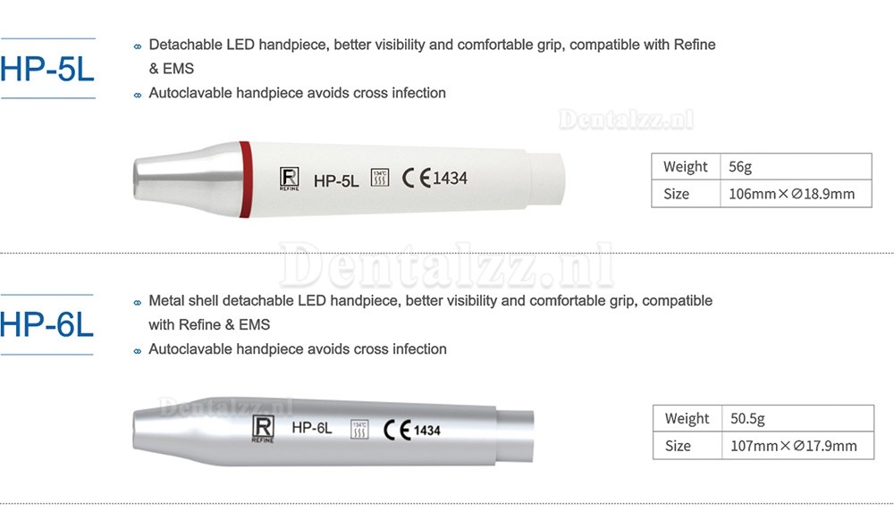 Refine Dental LED ultrasone scaler Handstuk compatibel met Refine & EMS