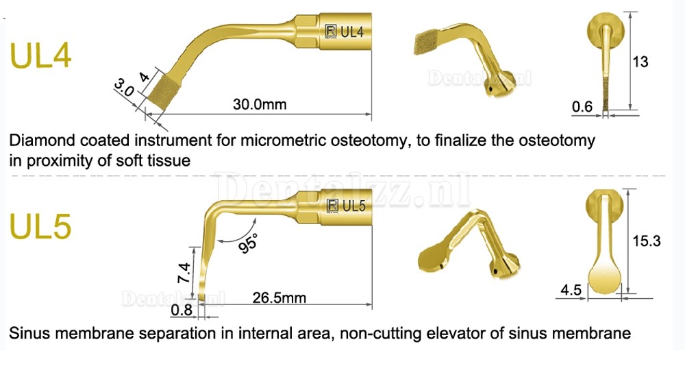 1Pcs Tips voor piëzochirurgie tandarts bot snijden sinus tillen UL1 UL2 UL3 UL4 UL5 compatibel met Mectron Woodpecker