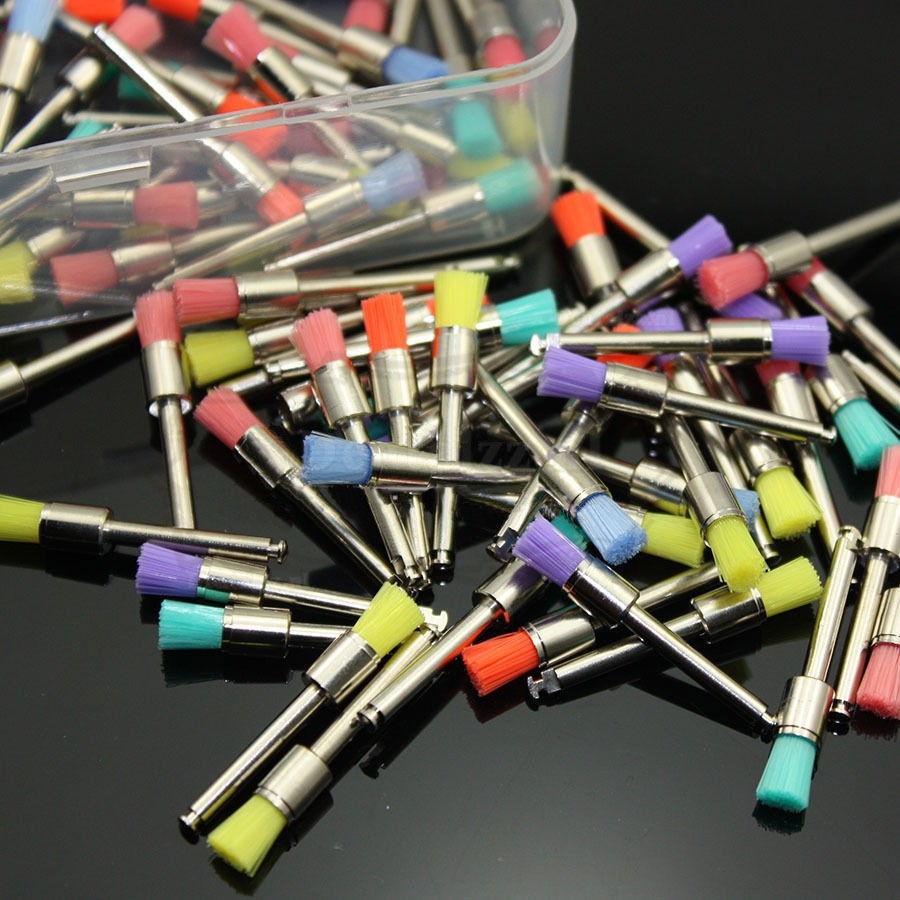 200 stuks tandheelkundige nylon klink platte polijstmachine polijstmiddel witte en kleurrijke borstel
